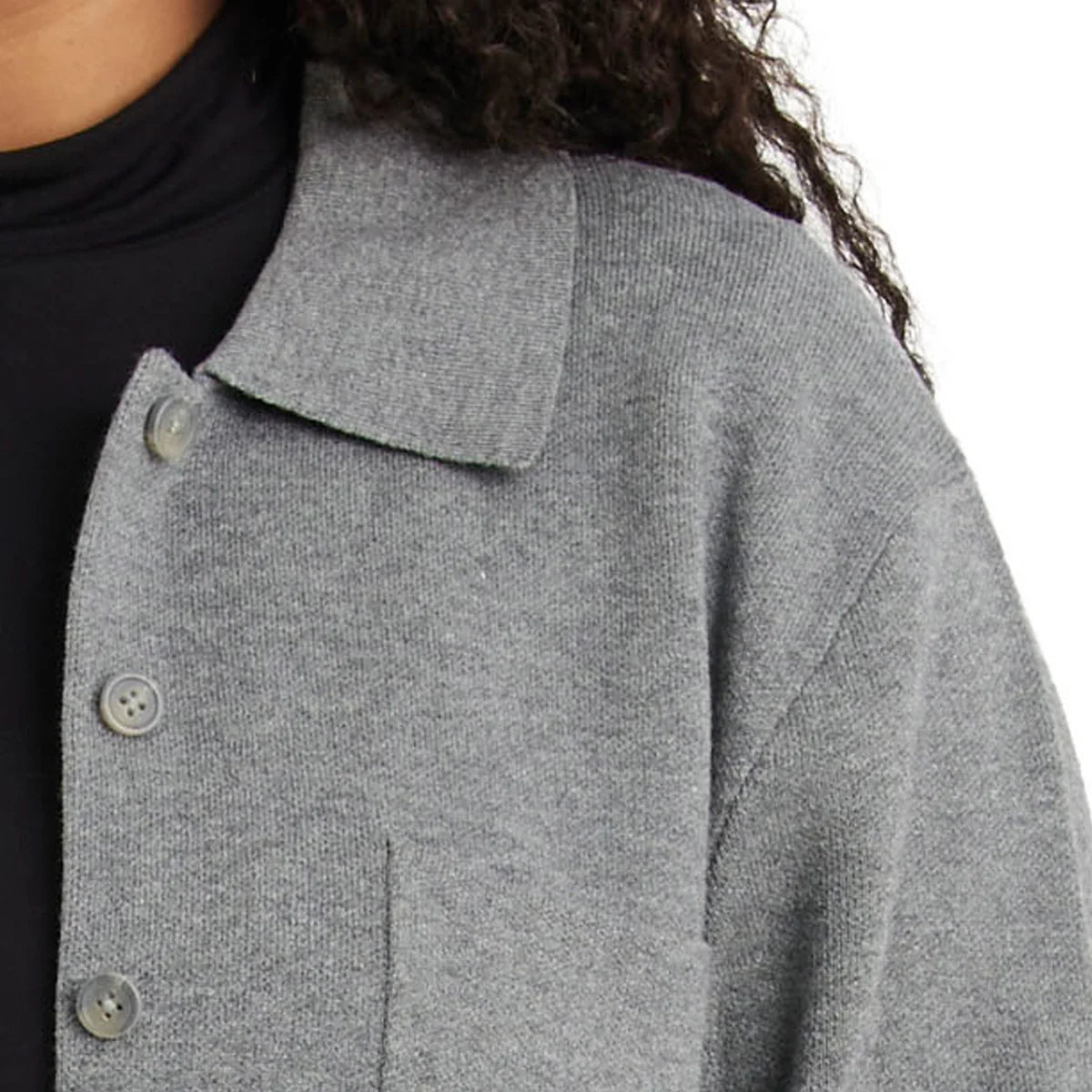 COMO VINTAGE - Veste-Chemise en Tricot Pour Femme-Womens-Knit-Shirt-Jacket-Gris-Grey-1944438-1944429