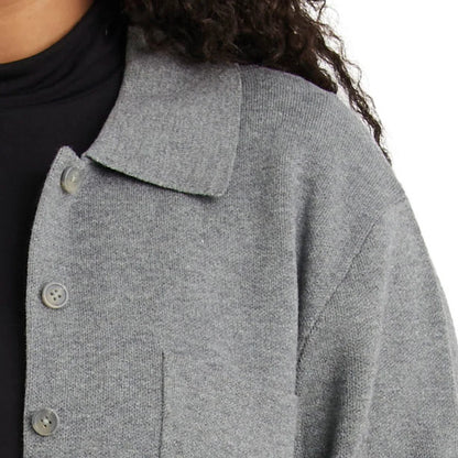 COMO VINTAGE - Veste-Chemise en Tricot Pour Femme-Womens-Knit-Shirt-Jacket-Gris-Grey-1944438-1944429