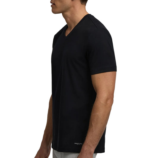 KENNETH COLE - Paquet de 4 T-Shirt pour Homme-V-NECK-PACK-COSTCO-1915350-NOIR-BLACK-2