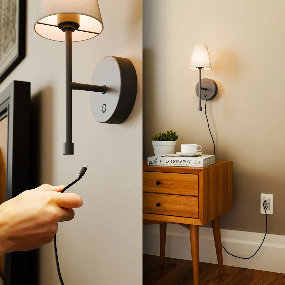GLOBE - Paquet de 2 Appliqués Rechargeables-black-rechargeable-sconces-white-led-costco-1806224-5