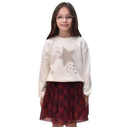 HAPPY KIDS - Ensemble 2 Pièces pour Enfant-Chandail-Jupe-Girls-2-Pieces-Crewneck-Skirt-Blanc-Rouge-White-Red-2723535-1927726