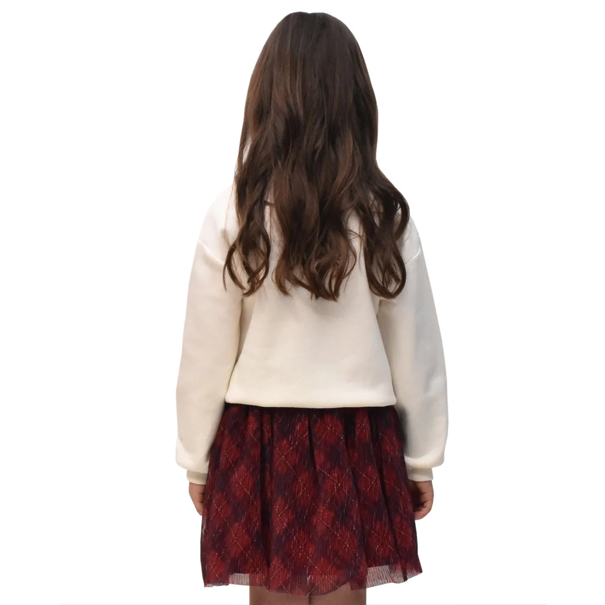 HAPPY KIDS - Ensemble 2 Pièces pour Enfant-Chandail-Jupe-Girls-2-Pieces-Crewneck-Skirt-Blanc-Rouge-White-Red-2723535-1927726