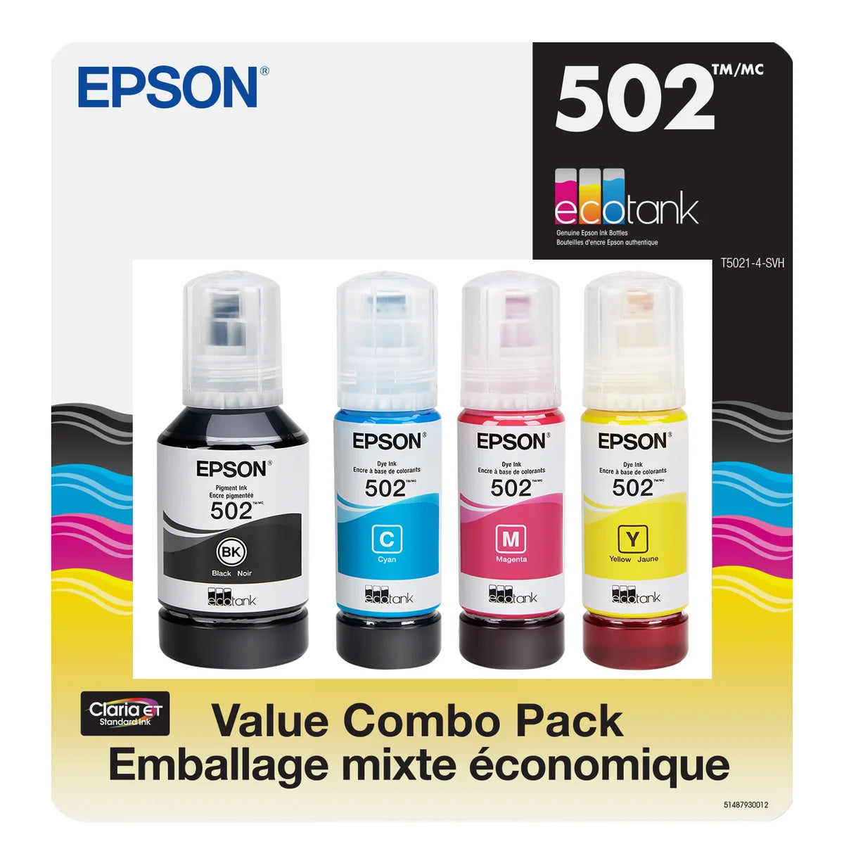 EPSON - Paquet de 4 Bouteilles d'Encre Noir et de Couleur T502-value-combo-pack-costco-1244784
