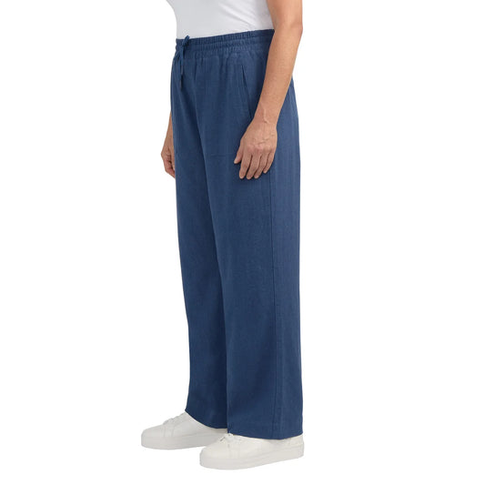 FRANK. BY FRANK AND OAK - Pantalon pour Femme-WOMEN'S-PANT-LINEN-LIN-BLUE-BLEU-2