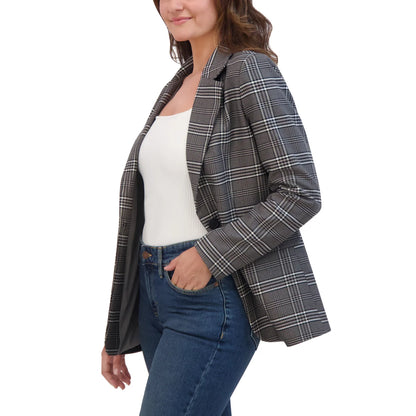 french-connection-veston-pour-femme-women's-blazer-costco-1819604-gris-grey-carreaux-checkered-3