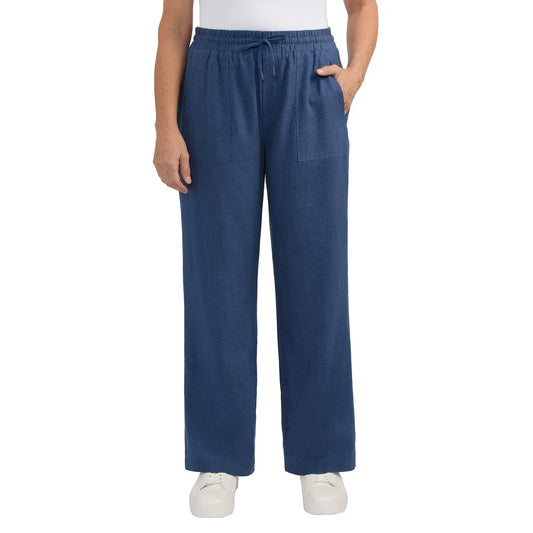 FRANK. BY FRANK AND OAK - Pantalon pour Femme-WOMEN'S-PANT-LINEN-LIN-BLUE-BLEU