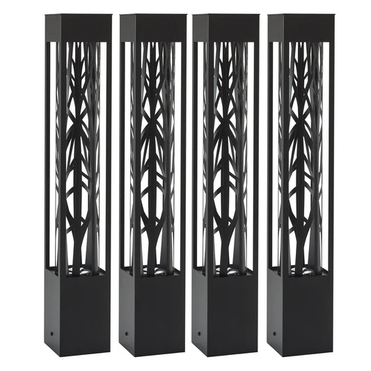 SOLAR - Lot de 4 Lampes De Parterre De Style Bollard Prismax Solution-pathway-bollard-style-black-ostco-2323028