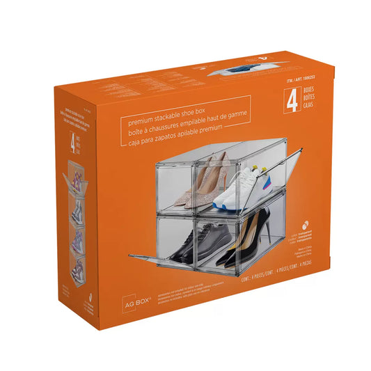 AG BOX - Ensemble de 4 Boites à Chaussures Empilables Haut de Gamme-premium-stackable-shoe-box-pack-costco-1806253