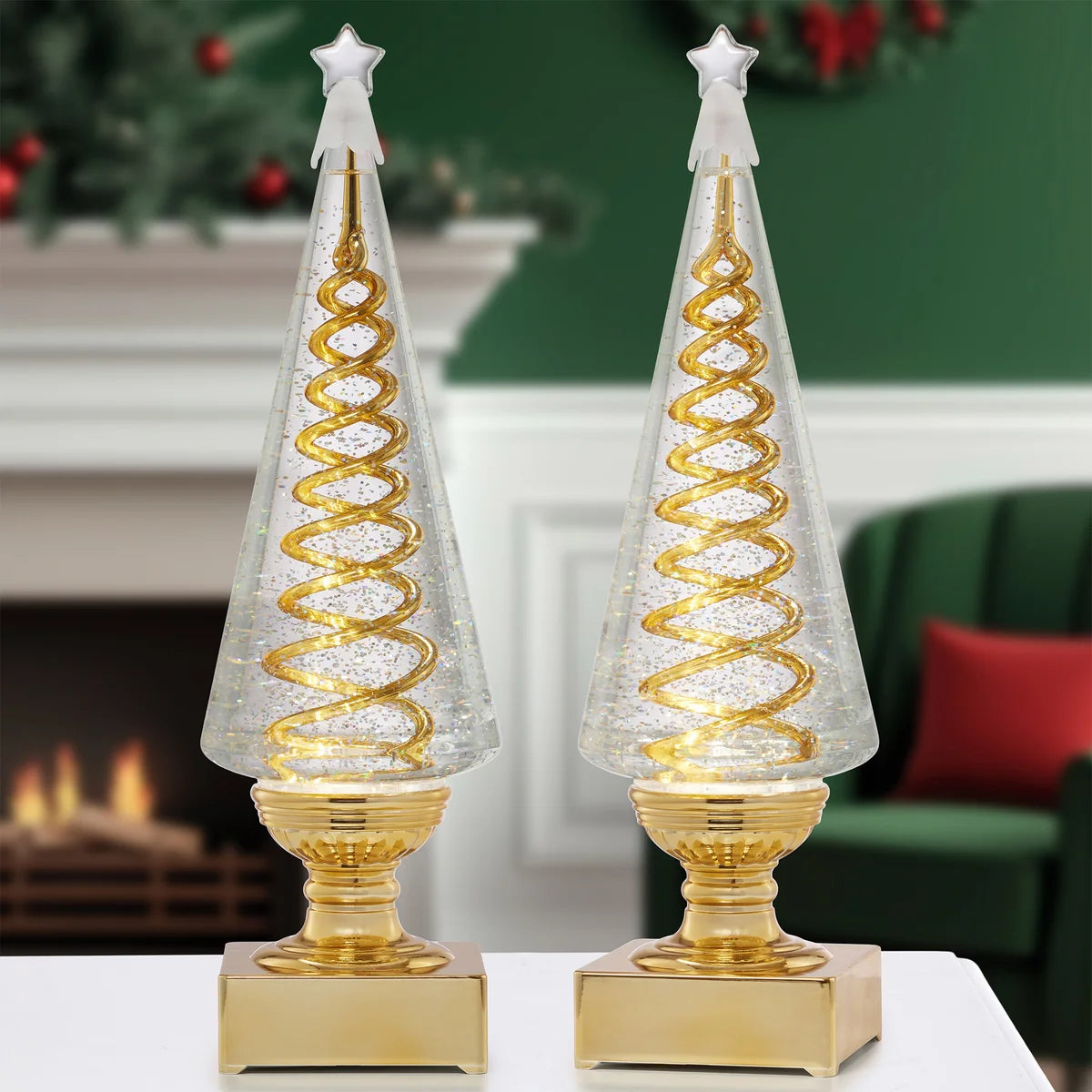 Ensemble de 2 Arbres en Spirale avec Lumières DEL-spiral-trees-with-led-lights-costco-1851563-gold-or-4