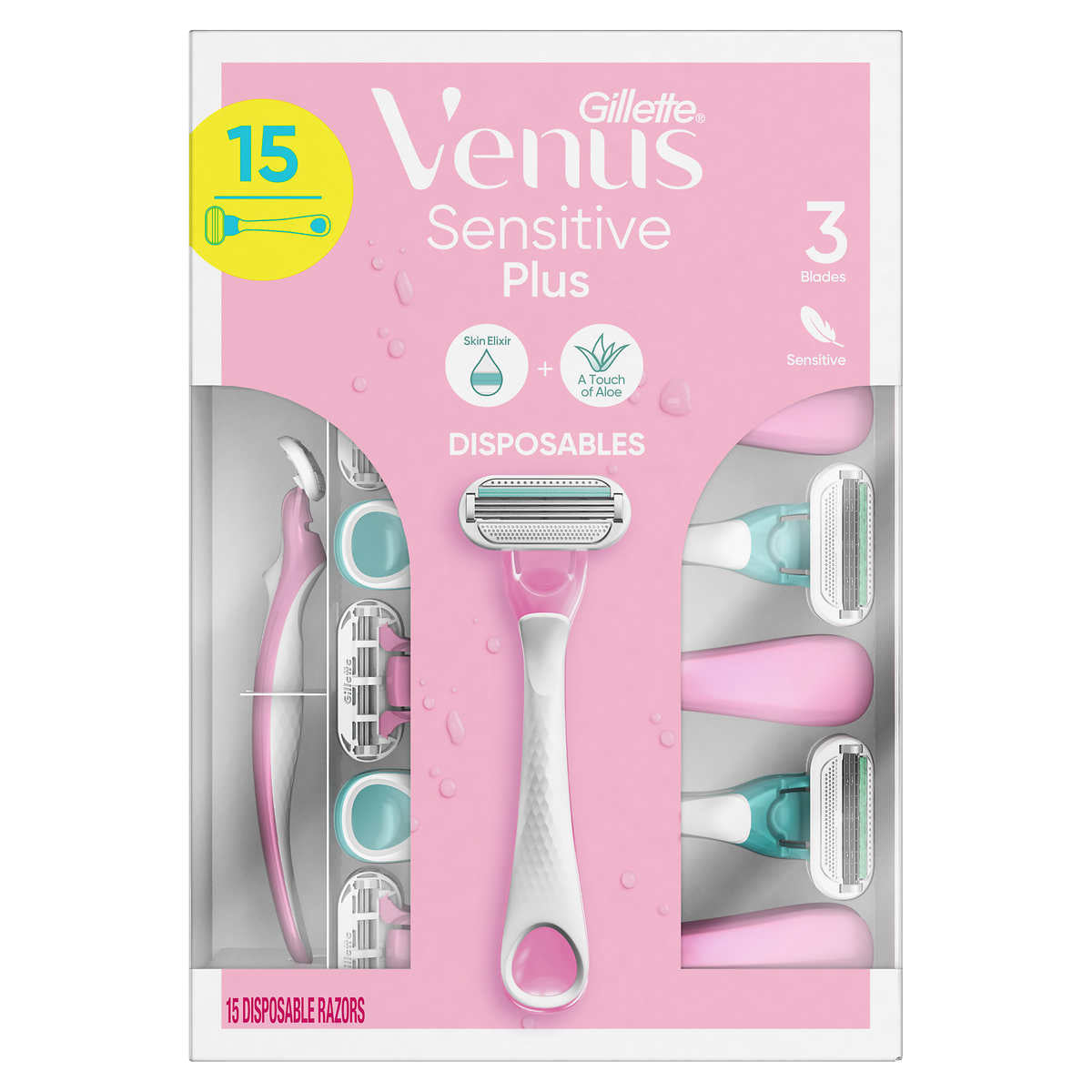 GILLETTE VENUS - Ensemble de 15 Rasoirs Jetables Sensible Plus ...