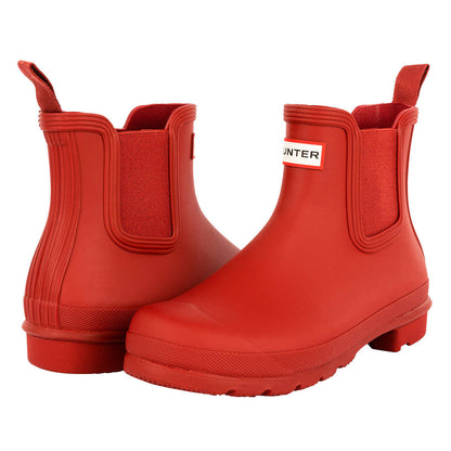 Hunter-bottes-mi-hautes-caoutchouc-femme-original-chelsea-boots-rouge-red-2