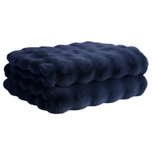 HOUSE & HOME PAR LYNDA REEVES – Jeté de Luxe en Similifourrure Marine | HOUSE & HOME PAR LYNDA REEVES navy Luxury Faux Fur Throw 