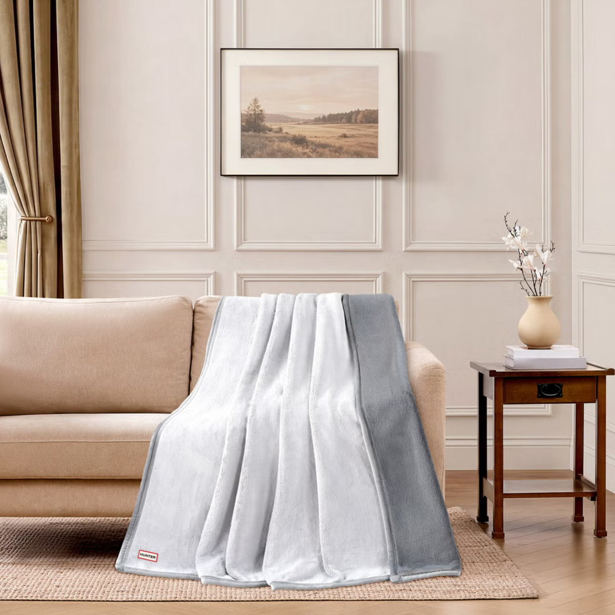 HUNTER - Jeté réversible grise | HUNTER - Reversible grey throw
