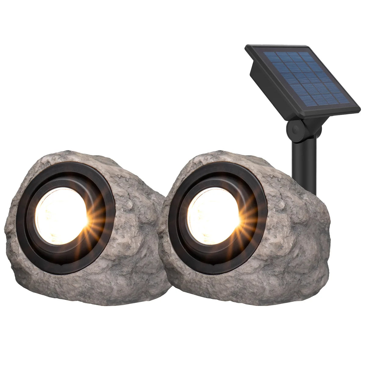 KODA - Paquet de 2 Projecteurs Solaire à DEL Aspect Pierre-pack-solar-led-rock-spotlight-costco-1806374
