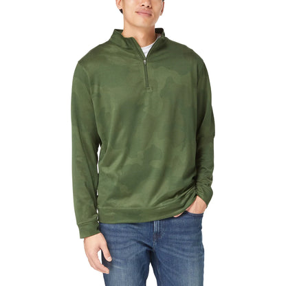 kirkland-signature-haut-performance-fermeture-glissière-un-quart-homme-men's-performance-1/4-zip-costco-7771600 -green-vert