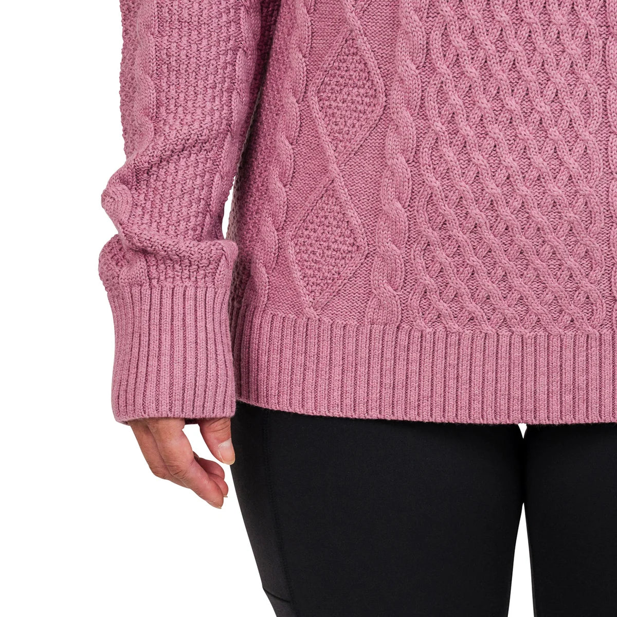 KERSH - Chandail en Tricot en Laine Mérinos pour Femme-merino-women's-cable-sweater-costco-2819302-rose-pink-4