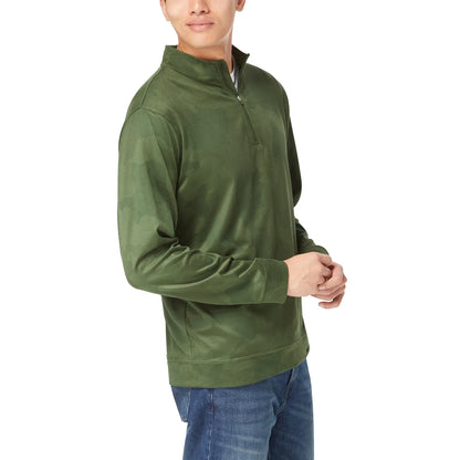 kirkland-signature-haut-performance-fermeture-glissière-un-quart-homme-men's-performance-1/4-zip-costco-7771600 -green-vert-2