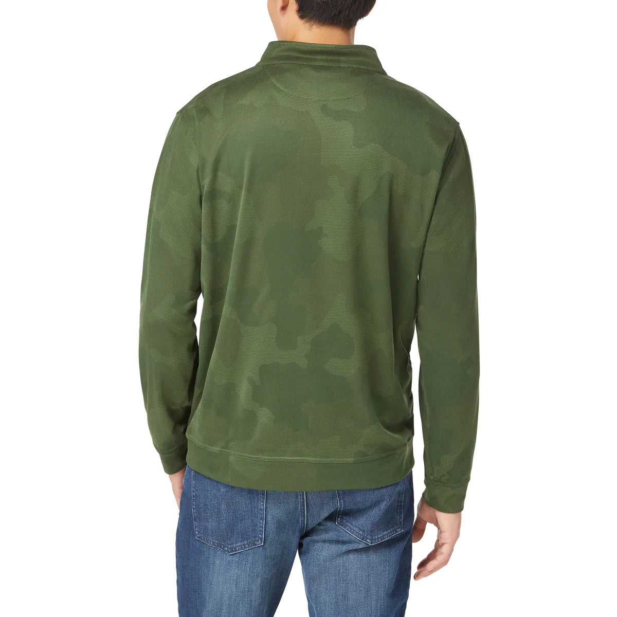 kirkland-signature-haut-performance-fermeture-glissière-un-quart-homme-men's-performance-1/4-zip-costco-7771600 -green-vert-3