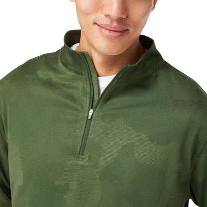 kirkland-signature-haut-performance-fermeture-glissière-un-quart-homme-men's-performance-1/4-zip-costco-7771600 -green-vert-4