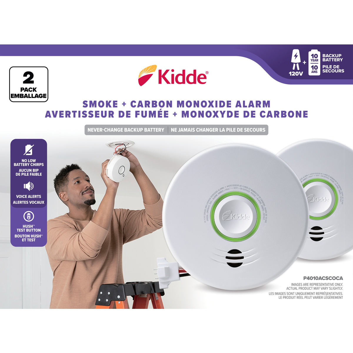 KIDDE - Paquet de 2 Avertisseurs de Fumée + Monoxyde de Carbone-PACK-SMOKE+CARBON-MONOXYDE-ALARM-COSTCO-1772678