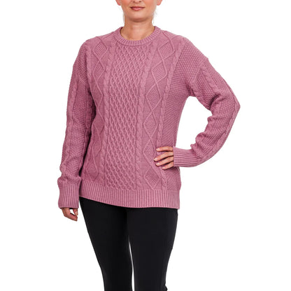 KERSH - Chandail en Tricot en Laine Mérinos pour Femme-merino-women's-cable-sweater-costco-2819302-rose-pink