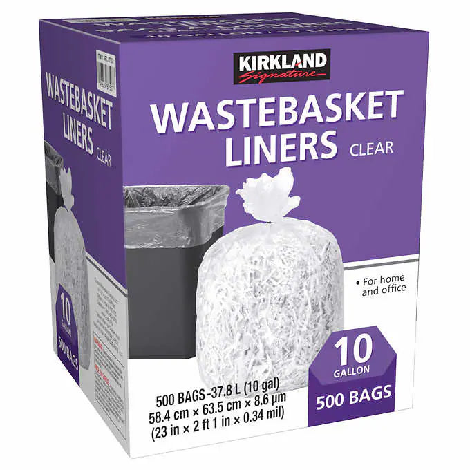 Kirkland-signature-500-sacs-ordures-transparents-37-litres-maison-bureau-wasterbasket-liners-clear-home-office