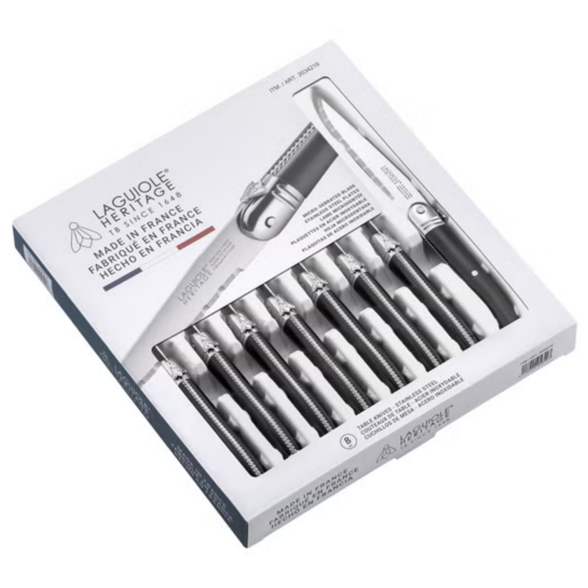 LAGUIOLE HERITAGE - Ensemble de 8 couteaux de table en acier inoxydable | LAGUIOLE HERITAGE - Set of 8 Stainless Steel Table Knives