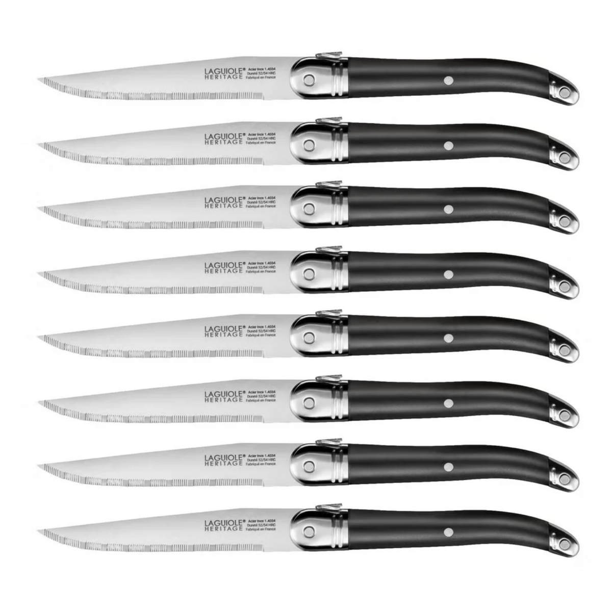 LAGUIOLE HERITAGE - Ensemble de 8 couteaux de table en acier inoxydable | LAGUIOLE HERITAGE - Set of 8 Stainless Steel Table Knives