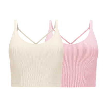 LEMON - Paquet de 2 Soutiens-Gorge de Yoga Côtelé-ribbed-yoga-bra-pack-costco-2843810-creme-cream-rose-pink