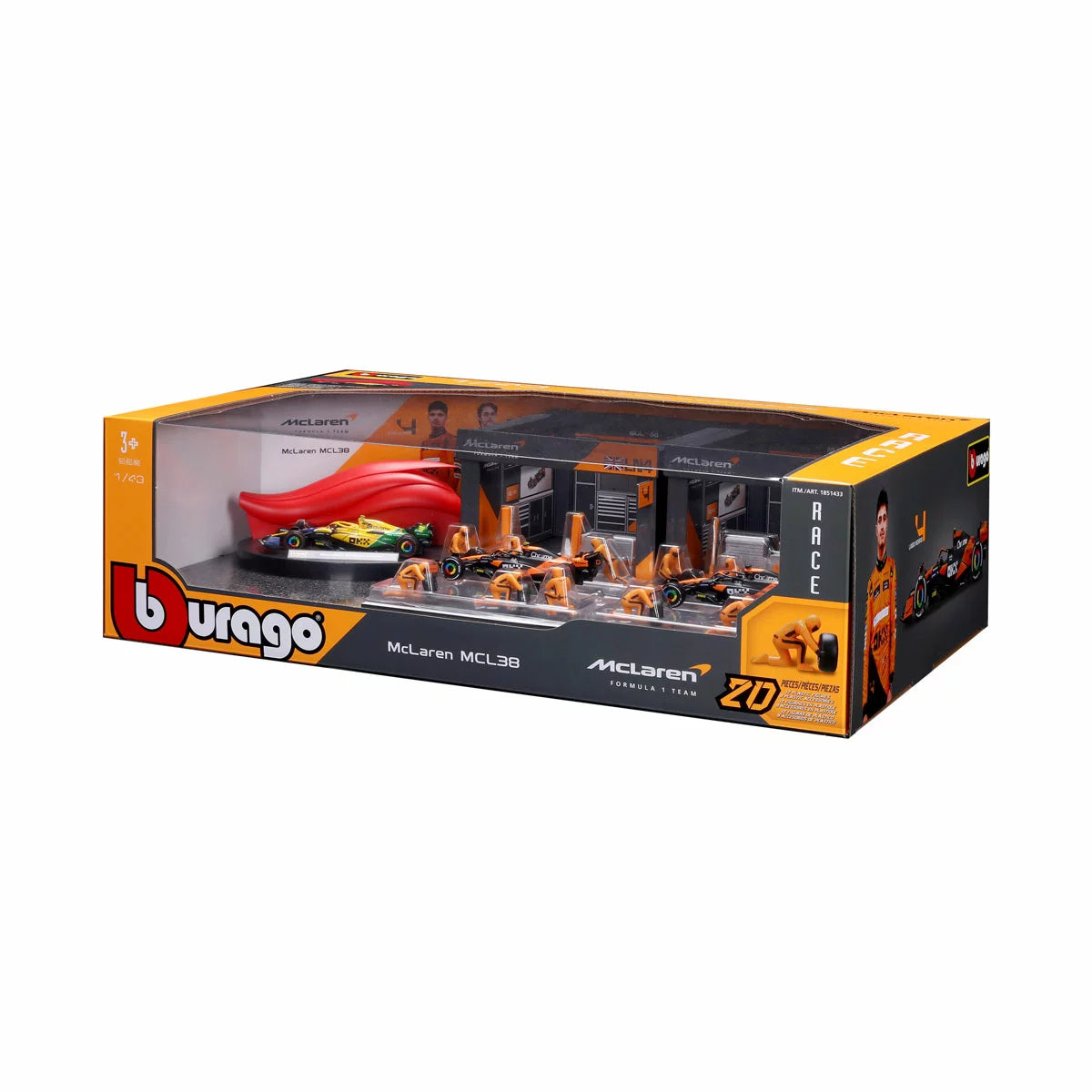 BURAGO - Ensemble d'Écurie de Formule 1-paddock-bundle-formula-costco-1851433-mclaren-orange-3