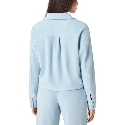 MONDETTA - Veste Courte Texture Velours Côtelé pour Femme-Womens-Cropped-Corduroy-Texture-Shirt-Bleu-Blue-1922940-1925856