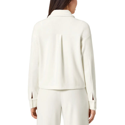 MONDETTA - Veste Courte Texture Velours Côtelé pour Femme-Womens-Cropped-Corduroy-Texture-Shirt-Blanc-Crème-White-Cream-1922940-1925855