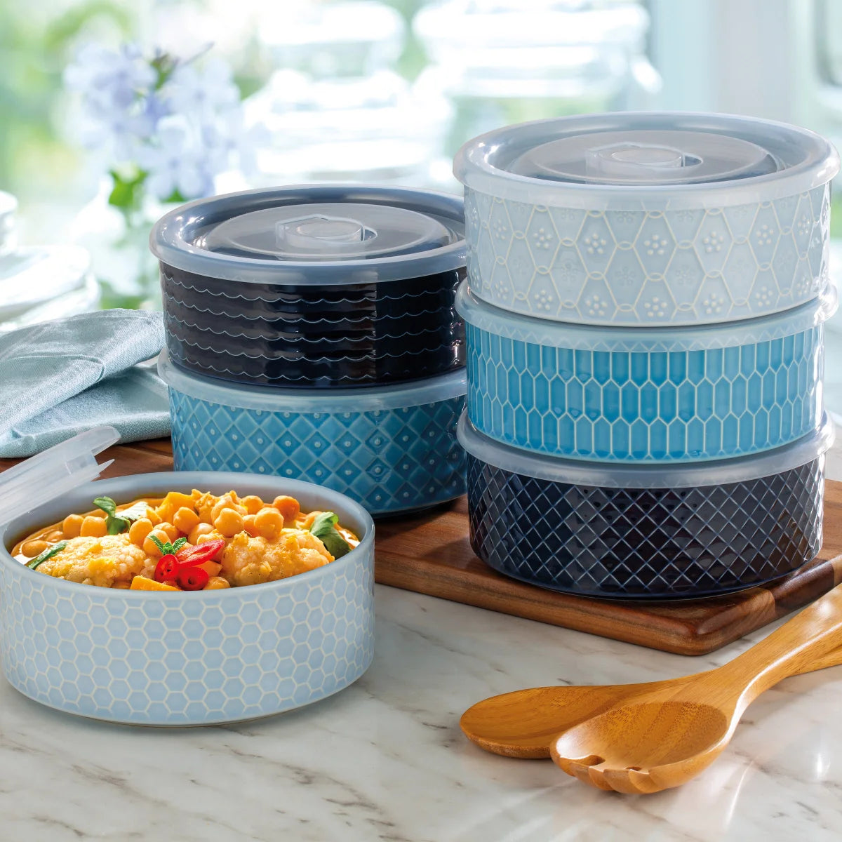 Microwaable SIGNATURE HOUSEWARE - Set of 6 Microwavable Bowls with Lids ...