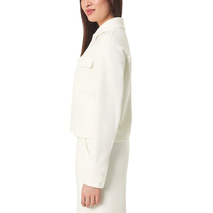 MONDETTA - Veste Courte Texture Velours Côtelé pour Femme-Womens-Cropped-Corduroy-Texture-Shirt-Blanc-Crème-White-Cream-1922940-1925855