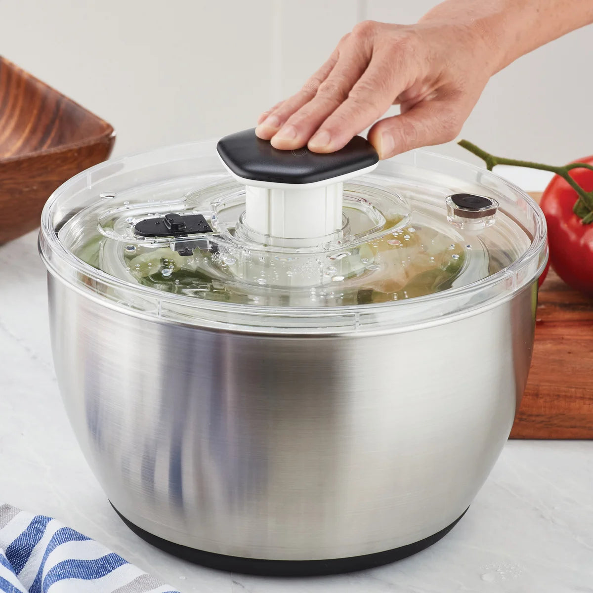 MIU - Essoreuse à Salade en Acier Inoxydable-stainless-steel-salad-spinner-costco-2863207-7