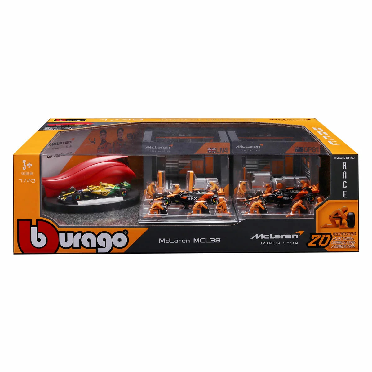 BURAGO - Ensemble d'Écurie de Formule 1-paddock-bundle-formula-costco-1851433-mclaren-orange