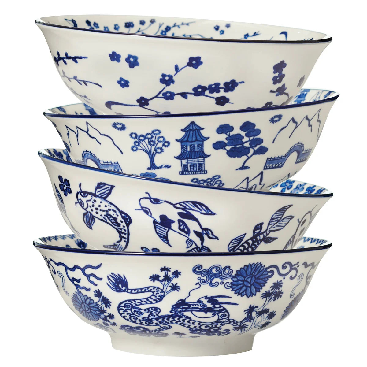 MAISON NEUVE - Ensemble de 4 Bols en Porcelaine et 4 Paires de Baguettes-set-of-pocerlain-bowls-chopstick-sets-costco-1847083