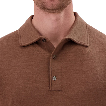 MODERN ENGLISH - Polo à Manches Longues en Laine Mérinos pour Homme-Mens-Long-Sleeve-Merino-Wool-Polo-Sweater-Brun-Brown-1938388-1942607