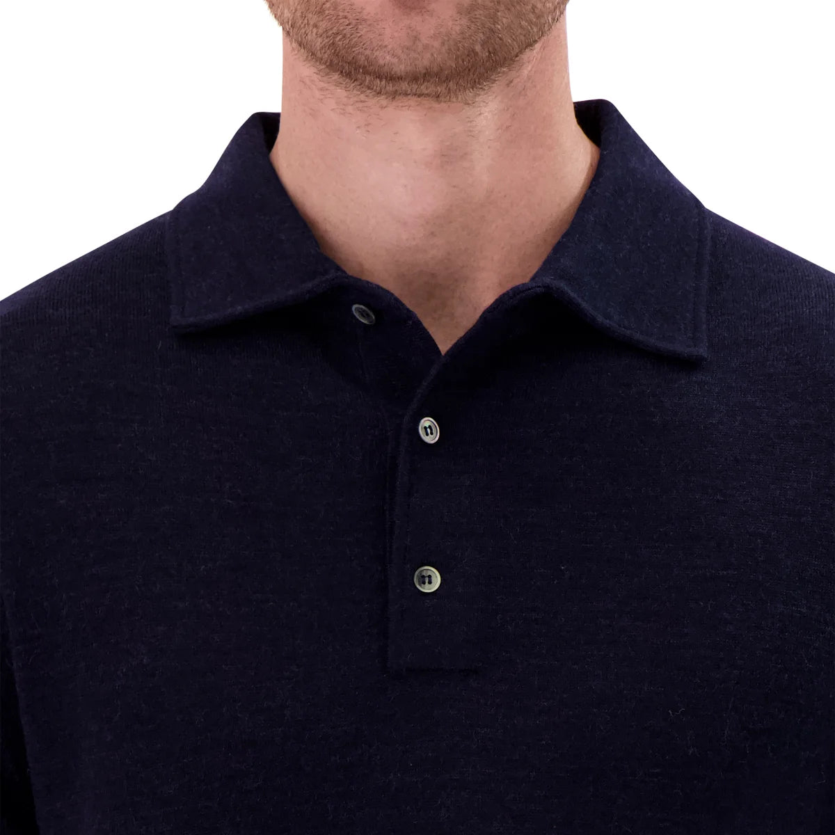 MODERN ENGLISH - Polo à Manches Longues en Laine Mérinos pour Homme-Mens-Long-Sleeve-Merino-Wool-Polo-Sweater-Bleu-Marine-Blue-Navy-1938388-1942606