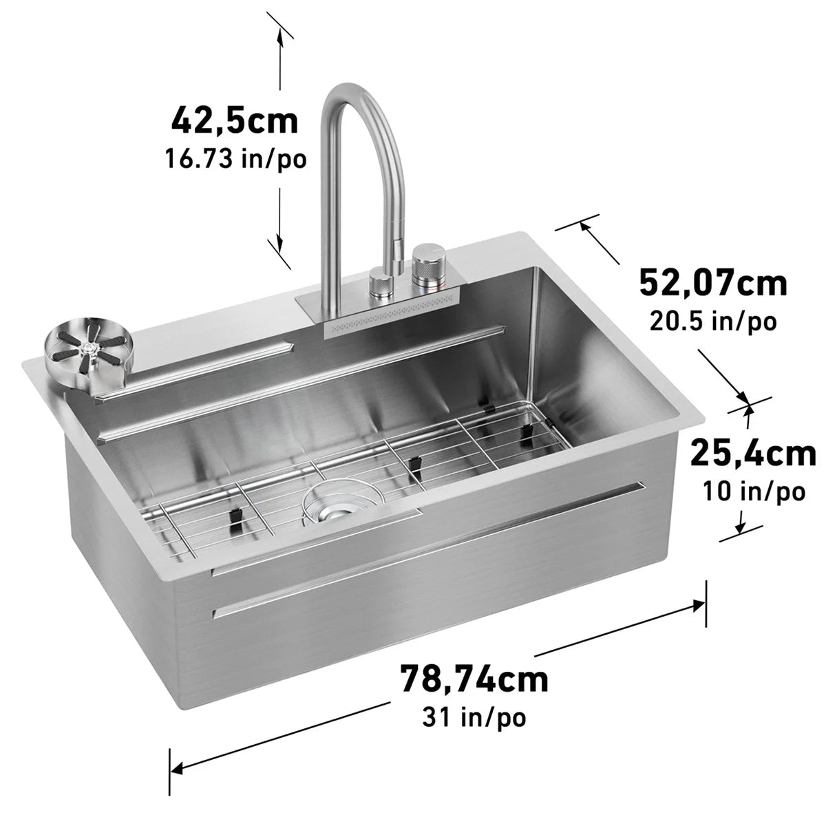 ARTIKA - Ensemble d'Évier à Cuve Simple en Acier Inoxydable avec Robinet et Accessoires NeoFlow-stainless-steel-single-bowl-sink-and-faucet-kit-work-centre-centre-de-travail-cuisine-kitchen-costco-1960832-8