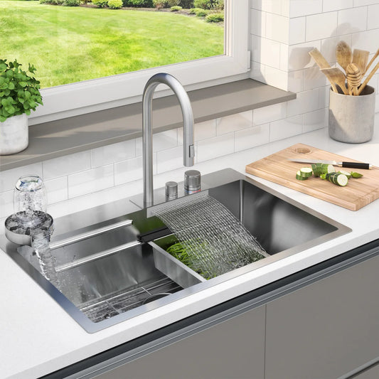 ARTIKA - Ensemble d'Évier à Cuve Simple en Acier Inoxydable avec Robinet et Accessoires NeoFlow-stainless-steel-single-bowl-sink-and-faucet-kit-work-centre-centre-de-travail-cuisine-kitchen-costco-1960832