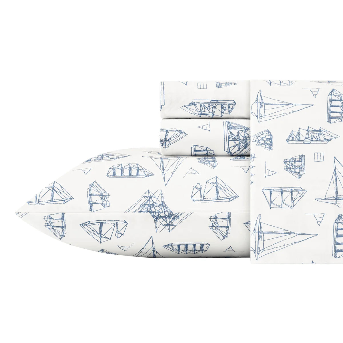 NAUTICA - Ensemble de Draps en Coton Lit 2 Places-full-sheet-set-white-blanc-costco-9691000