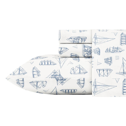 NAUTICA - Ensemble de Draps en Coton Lit 2 Places-full-sheet-set-white-blanc-costco-9691000