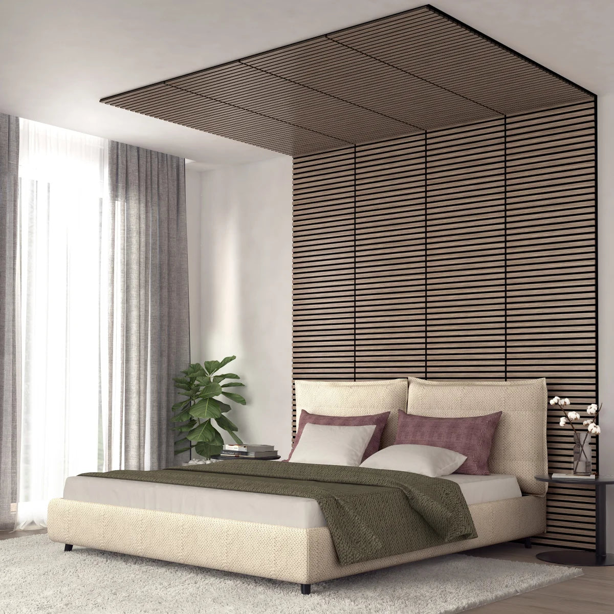 ARTIKA - Ensemble de 4 Panneaux à Lattes Insonorisants Sonolok-slatted-panels-wall-pack-sound-absoption-costco-1811996-noyer-walnut-5