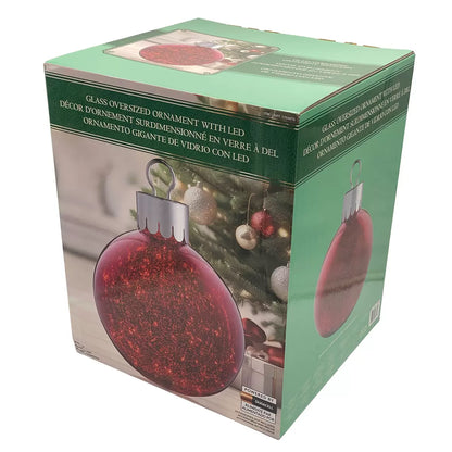 Décor d'Ornement Surdimensionné en Verre à Del-glass-oversized-ornament-with-led-costco-1784878-red-rouge-3