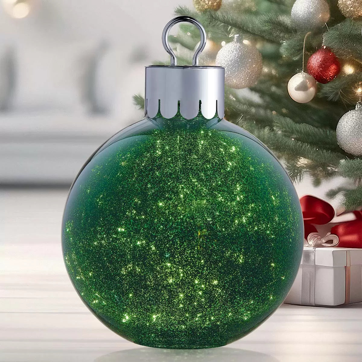 Décor d'Ornement Surdimensionné en Verre à Del-glass-oversized-ornament-with-led-costco-1784878-vert-green-4