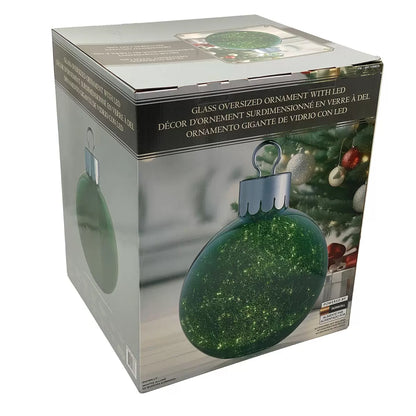 Décor d'Ornement Surdimensionné en Verre à Del-glass-oversized-ornament-with-led-costco-1784878-vert-green-3