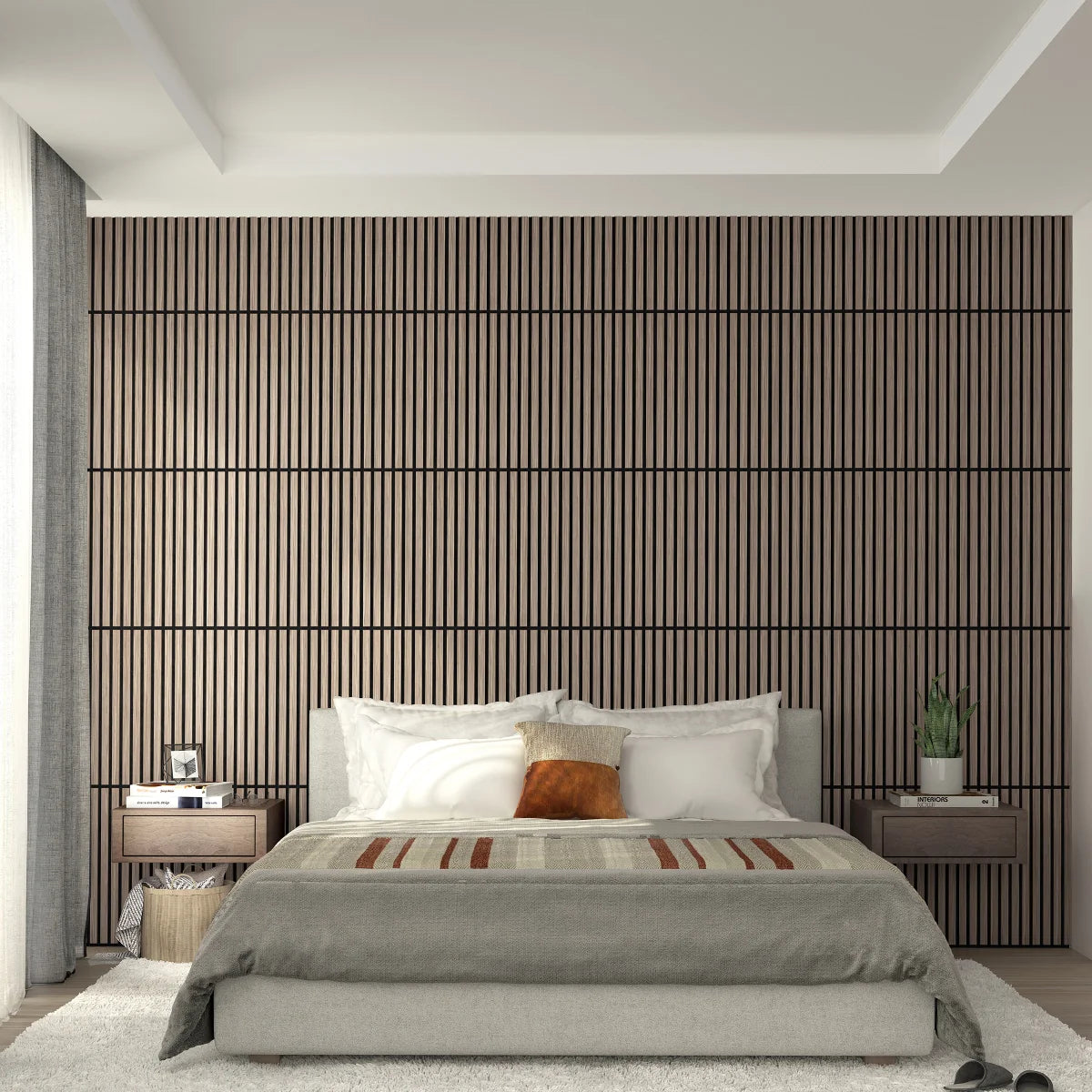 ARTIKA - Ensemble de 4 Panneaux à Lattes Insonorisants Sonolok-slatted-panels-wall-pack-sound-absoption-costco-1811996-noyer-walnut-4