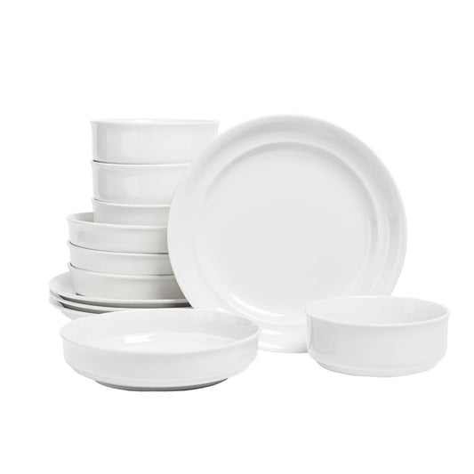 OVER &amp; BACK - Service de Vaisselle de 12 Pièces en Porcelaine&nbsp;-pocerlain-dinnerware-set-costco-1796157