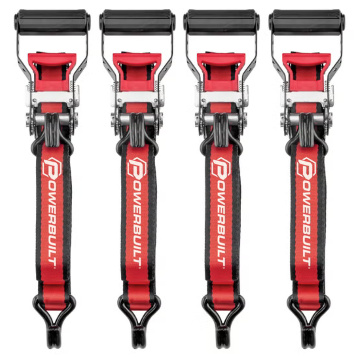 POWERBUILT - Ensemble de Tendeurs d'Arrimage à Cliquet de 4 Pièces | Powerbuilt 4 piece Ratchet tie down set 